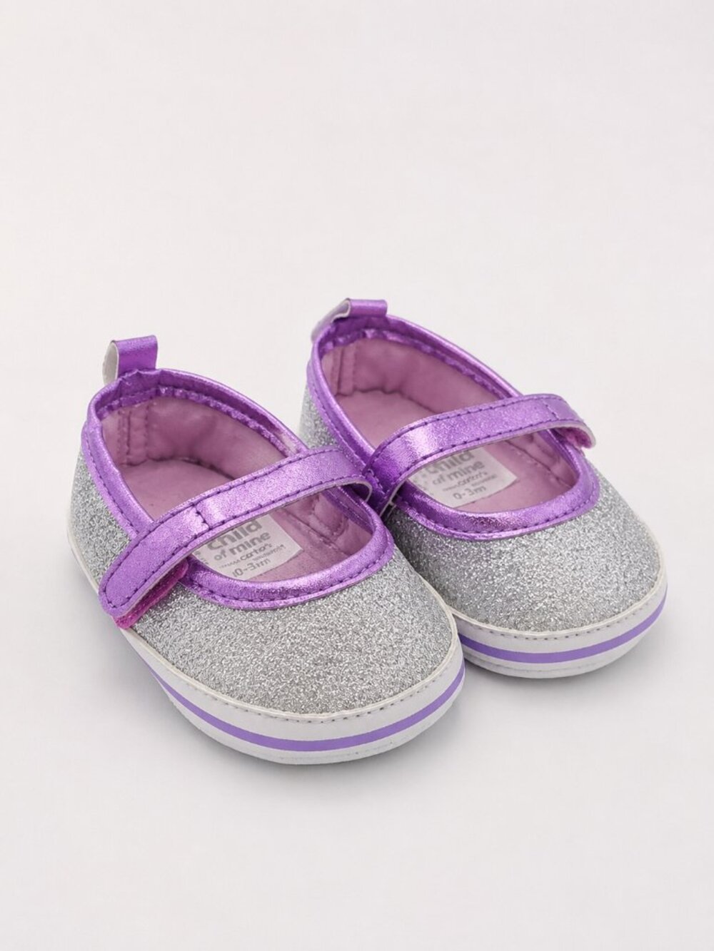 3/$20 Bundle 🌈 Child of Mine Silver Glitter Purple Baby Mary Jane Shoes 0–3M